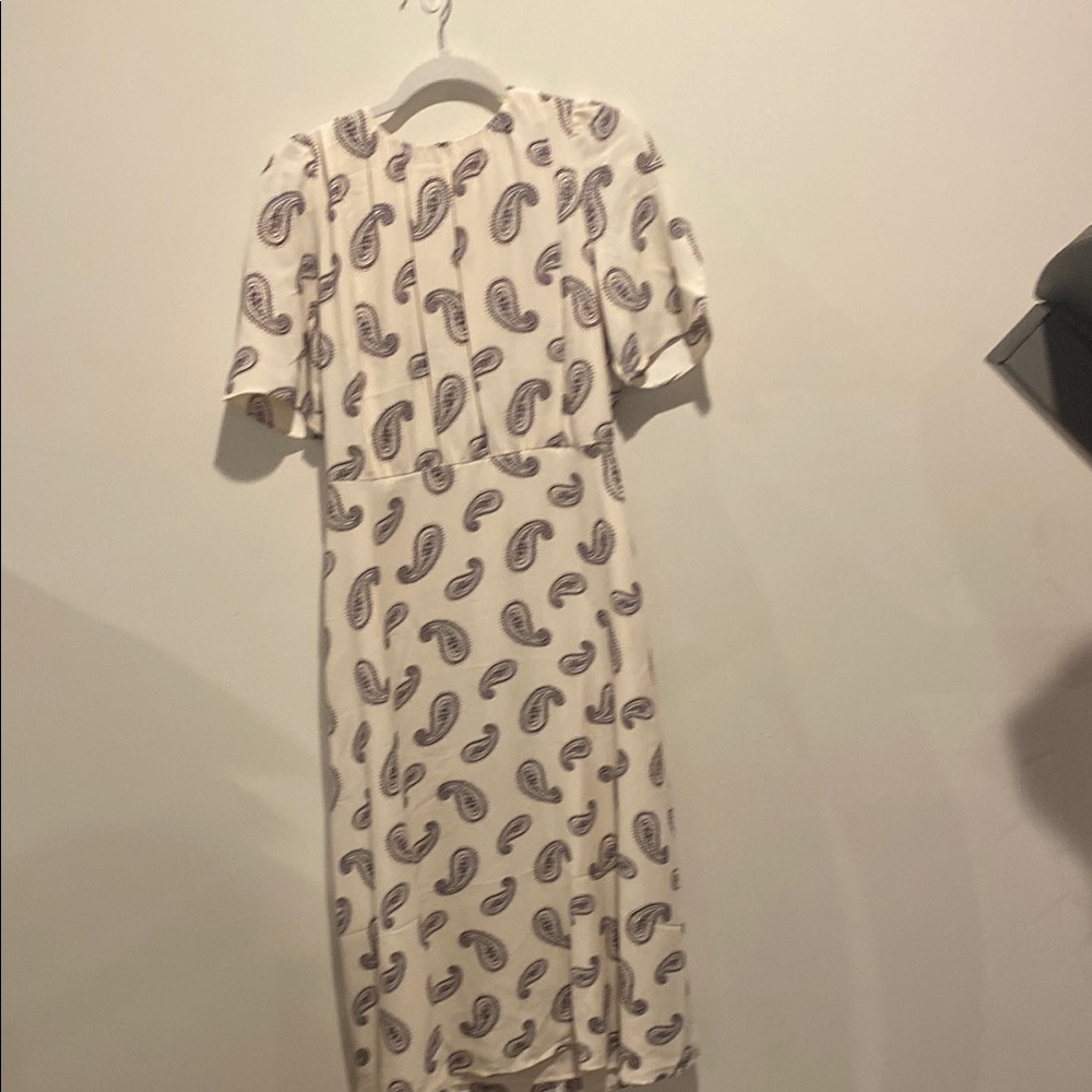 Ann Taylor White and Blue Paisley Midi Dress